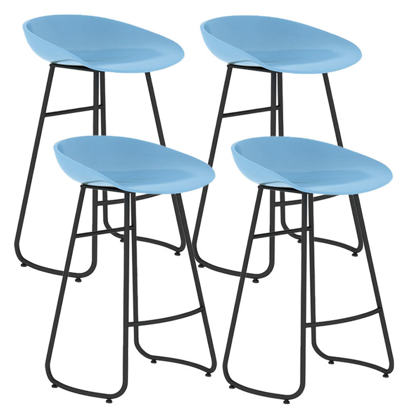 Modern Matte Finish Iron Bar Stool Footrest Milk Tea Shop Stool Blue 4 Piece Set Counter Stool(26"H) Clearhalo 'Bar Furniture' 'Bar Stools' 'bar_stools' 'furn' 'furn_bar_stools' 'Furniture' 'furniture_bar_stools' 'Kitchen & Dining Furniture' 4851480