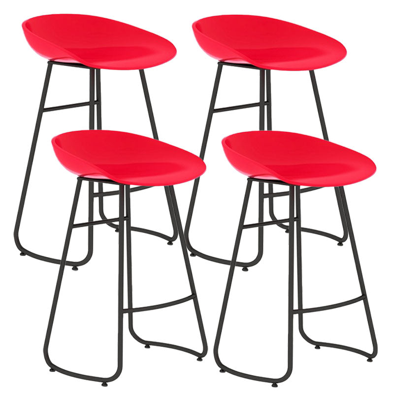 Modern Matte Finish Iron Bar Stool Footrest Milk Tea Shop Stool Red 4 Piece Set Counter Stool(26"H) Clearhalo 'Bar Furniture' 'Bar Stools' 'bar_stools' 'furn' 'furn_bar_stools' 'Furniture' 'furniture_bar_stools' 'Kitchen & Dining Furniture' 4851481