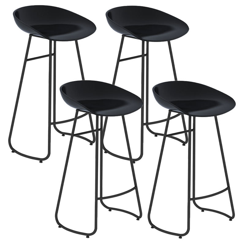 Modern Matte Finish Iron Bar Stool Footrest Milk Tea Shop Stool Black 4 Piece Set Bar Stool(30"H) Clearhalo 'Bar Furniture' 'Bar Stools' 'bar_stools' 'furn' 'furn_bar_stools' 'Furniture' 'furniture_bar_stools' 'Kitchen & Dining Furniture' 4851484