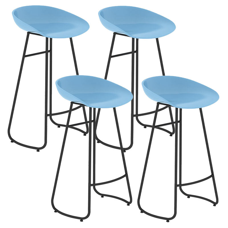 Modern Matte Finish Iron Bar Stool Footrest Milk Tea Shop Stool Blue 4 Piece Set Bar Stool(30"H) Clearhalo 'Bar Furniture' 'Bar Stools' 'bar_stools' 'furn' 'furn_bar_stools' 'Furniture' 'furniture_bar_stools' 'Kitchen & Dining Furniture' 4851486