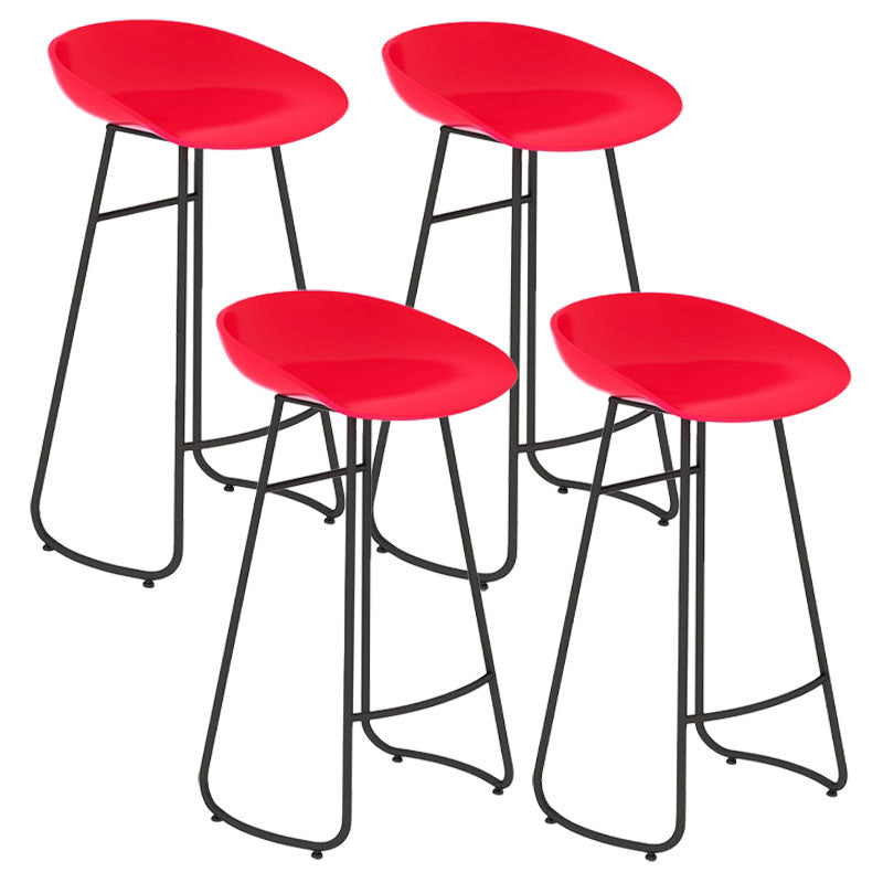 Modern Matte Finish Iron Bar Stool Footrest Milk Tea Shop Stool Red 4 Piece Set Bar Stool(30"H) Clearhalo 'Bar Furniture' 'Bar Stools' 'bar_stools' 'furn' 'furn_bar_stools' 'Furniture' 'furniture_bar_stools' 'Kitchen & Dining Furniture' 4851487