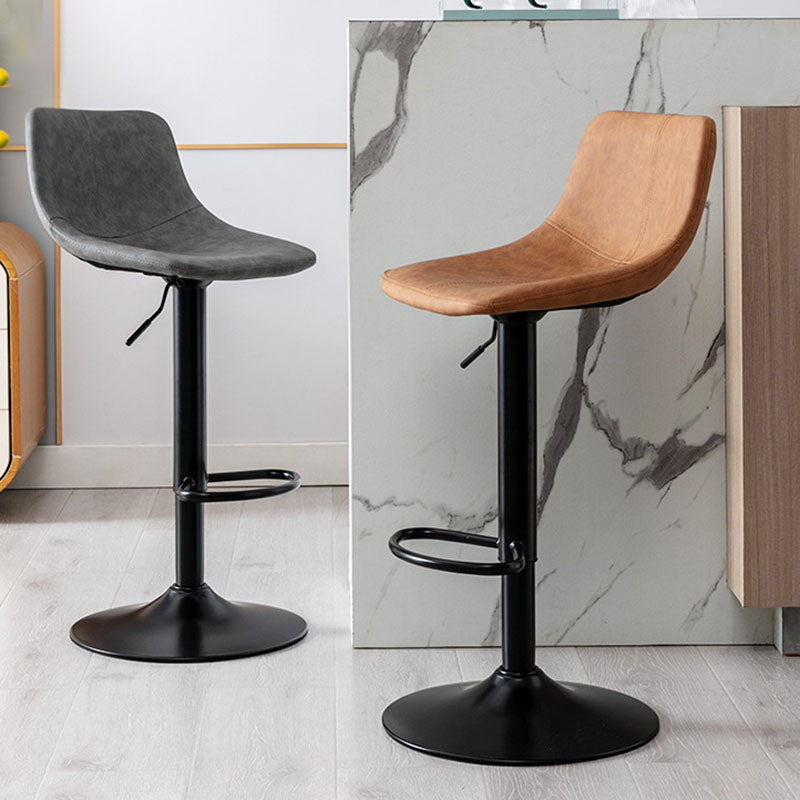 Contemporary Adjustable Height Home Stool Matte Finish Leather Barstool Clearhalo 'Bar Furniture' 'Bar Stools' 'bar_stools' 'furn' 'furn_bar_stools' 'Furniture' 'furniture_bar_stools' 'Kitchen & Dining Furniture' 4851492