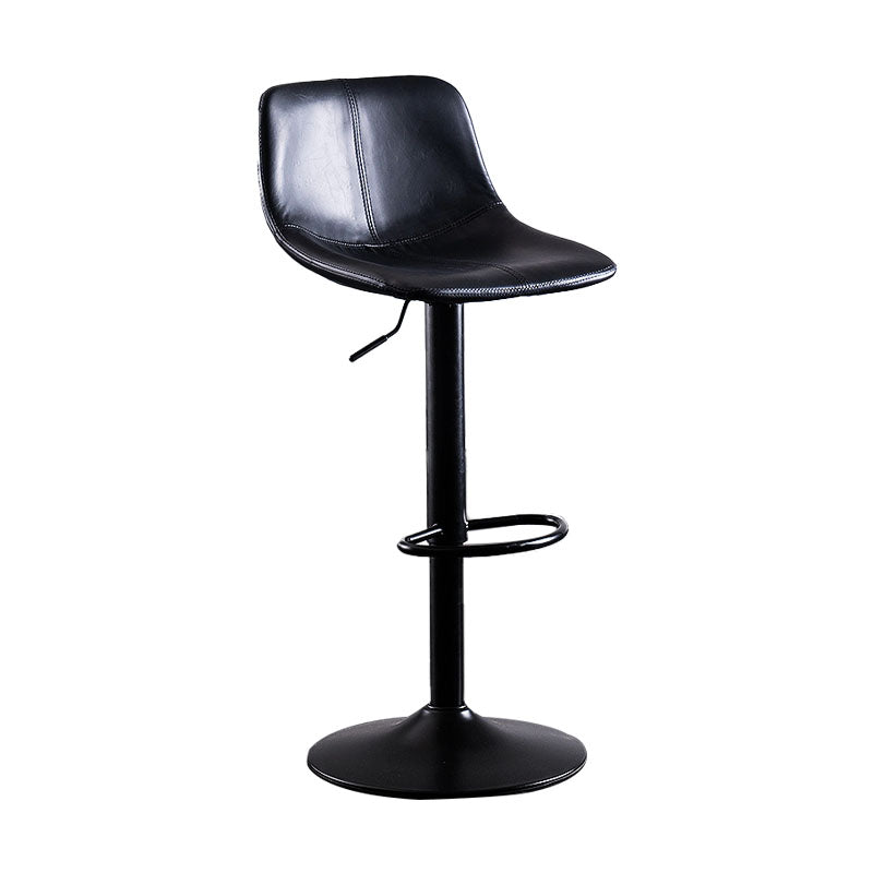 Contemporary Adjustable Height Home Stool Matte Finish Leather Barstool Black-Gray 1 Piece Clearhalo 'Bar Furniture' 'Bar Stools' 'bar_stools' 'furn' 'furn_bar_stools' 'Furniture' 'furniture_bar_stools' 'Kitchen & Dining Furniture' 4851496