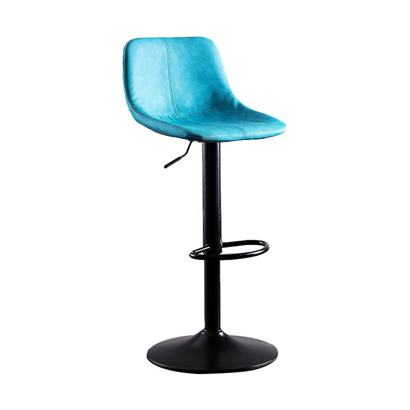 Contemporary Adjustable Height Home Stool Matte Finish Leather Barstool Blue 1 Piece Clearhalo 'Bar Furniture' 'Bar Stools' 'bar_stools' 'furn' 'furn_bar_stools' 'Furniture' 'furniture_bar_stools' 'Kitchen & Dining Furniture' 4851505