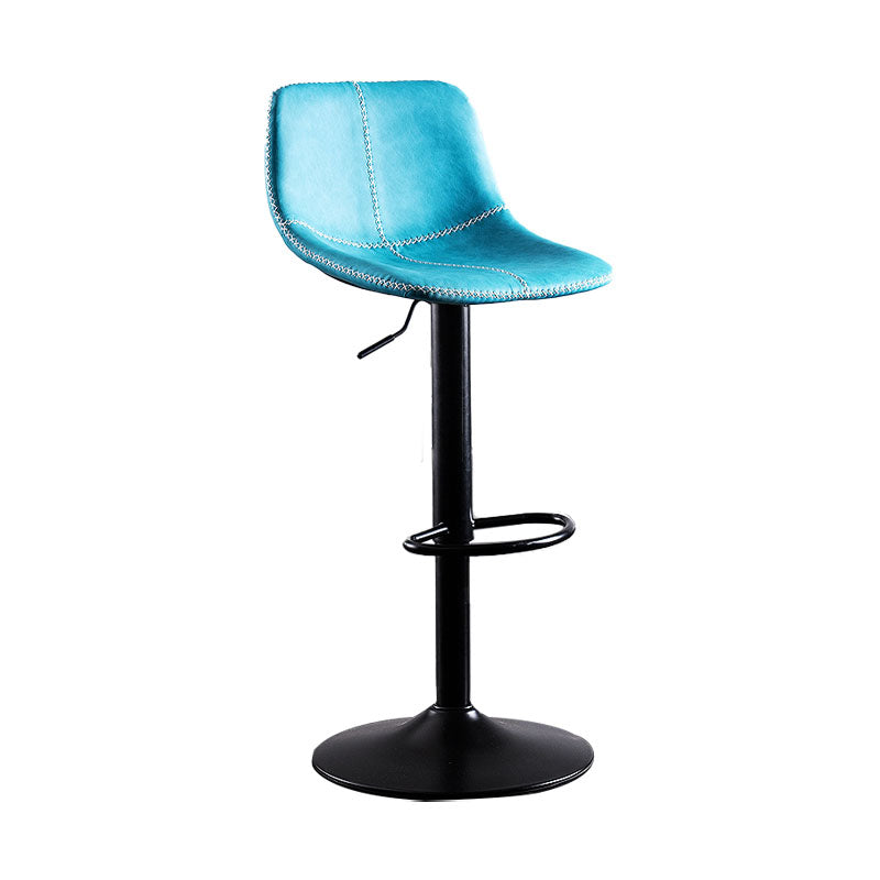 Contemporary Adjustable Height Home Stool Matte Finish Leather Barstool Sky Blue 1 Piece Clearhalo 'Bar Furniture' 'Bar Stools' 'bar_stools' 'furn' 'furn_bar_stools' 'Furniture' 'furniture_bar_stools' 'Kitchen & Dining Furniture' 4851507