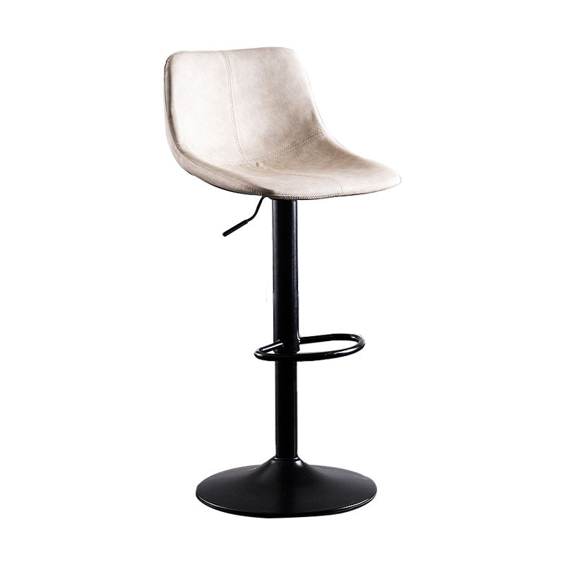 Contemporary Adjustable Height Home Stool Matte Finish Leather Barstool White 1 Piece Clearhalo 'Bar Furniture' 'Bar Stools' 'bar_stools' 'furn' 'furn_bar_stools' 'Furniture' 'furniture_bar_stools' 'Kitchen & Dining Furniture' 4851508