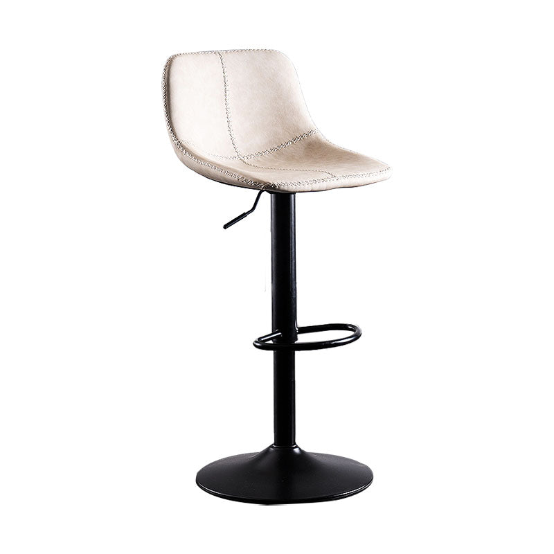 Contemporary Adjustable Height Home Stool Matte Finish Leather Barstool Off-White 1 Piece Clearhalo 'Bar Furniture' 'Bar Stools' 'bar_stools' 'furn' 'furn_bar_stools' 'Furniture' 'furniture_bar_stools' 'Kitchen & Dining Furniture' 4851511