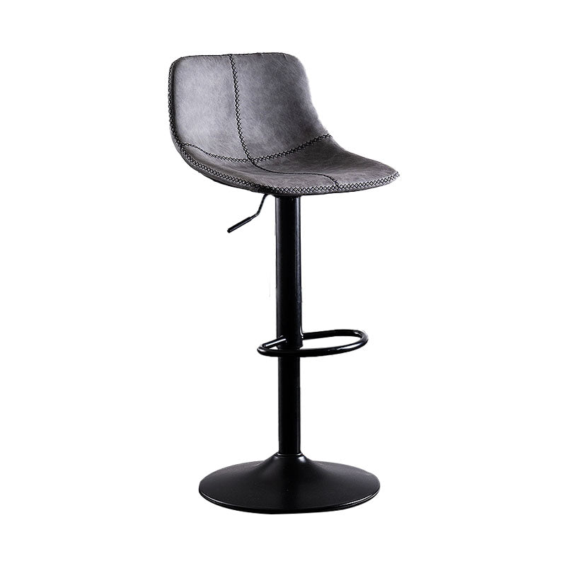 Contemporary Adjustable Height Home Stool Matte Finish Leather Barstool Silver Gray 1 Piece Clearhalo 'Bar Furniture' 'Bar Stools' 'bar_stools' 'furn' 'furn_bar_stools' 'Furniture' 'furniture_bar_stools' 'Kitchen & Dining Furniture' 4851513