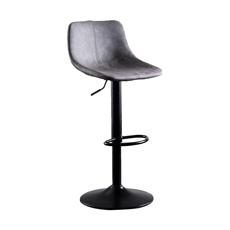 Contemporary Adjustable Height Home Stool Matte Finish Leather Barstool Grey 1 Piece Clearhalo 'Bar Furniture' 'Bar Stools' 'bar_stools' 'furn' 'furn_bar_stools' 'Furniture' 'furniture_bar_stools' 'Kitchen & Dining Furniture' 4851514