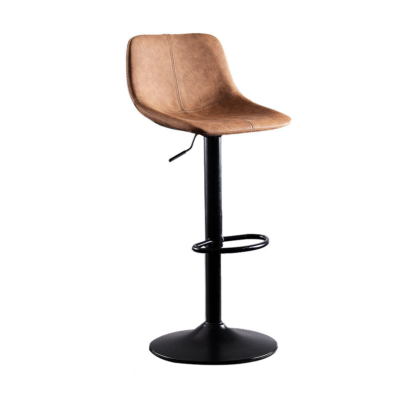 Contemporary Adjustable Height Home Stool Matte Finish Leather Barstool Brown 1 Piece Clearhalo 'Bar Furniture' 'Bar Stools' 'bar_stools' 'furn' 'furn_bar_stools' 'Furniture' 'furniture_bar_stools' 'Kitchen & Dining Furniture' 4851518