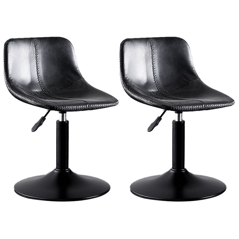 Contemporary Adjustable Height Home Stool Matte Finish Leather Barstool Textured Black 2 Piece Set Clearhalo 'Bar Furniture' 'Bar Stools' 'bar_stools' 'furn' 'furn_bar_stools' 'Furniture' 'furniture_bar_stools' 'Kitchen & Dining Furniture' 4851519