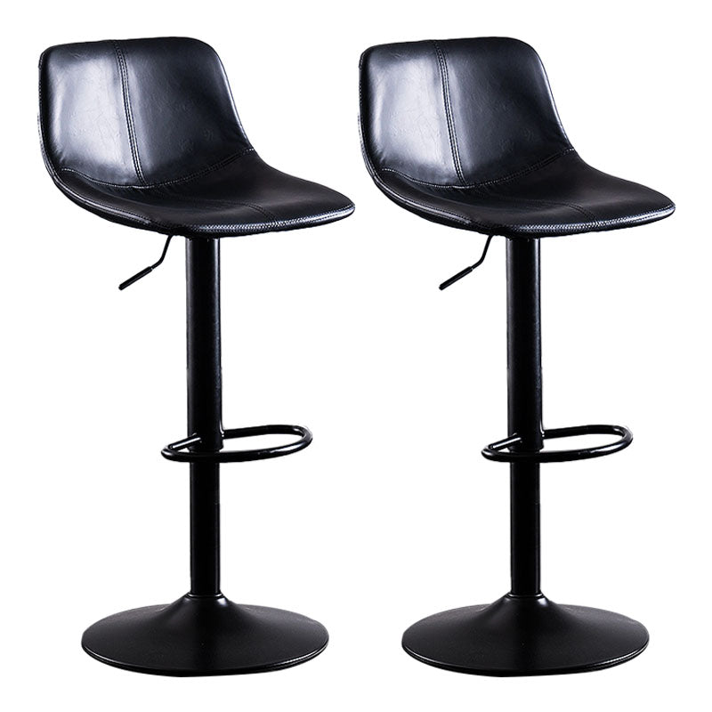 Contemporary Adjustable Height Home Stool Matte Finish Leather Barstool Black-Gray 2 Piece Set Clearhalo 'Bar Furniture' 'Bar Stools' 'bar_stools' 'furn' 'furn_bar_stools' 'Furniture' 'furniture_bar_stools' 'Kitchen & Dining Furniture' 4851521