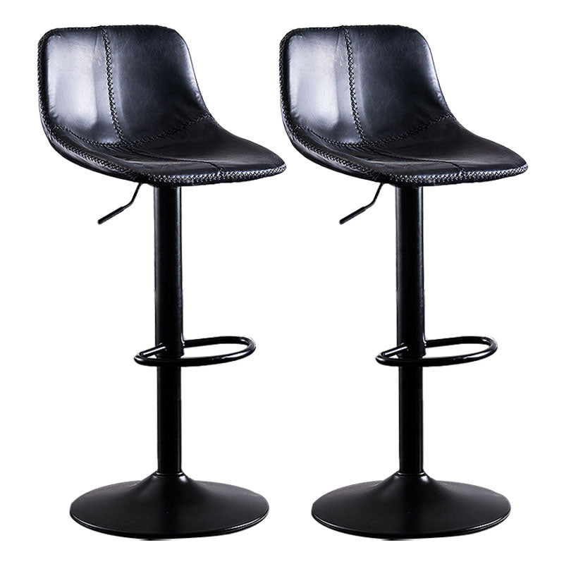 Contemporary Adjustable Height Home Stool Matte Finish Leather Barstool Matte Black 2 Piece Set Clearhalo 'Bar Furniture' 'Bar Stools' 'bar_stools' 'furn' 'furn_bar_stools' 'Furniture' 'furniture_bar_stools' 'Kitchen & Dining Furniture' 4851522