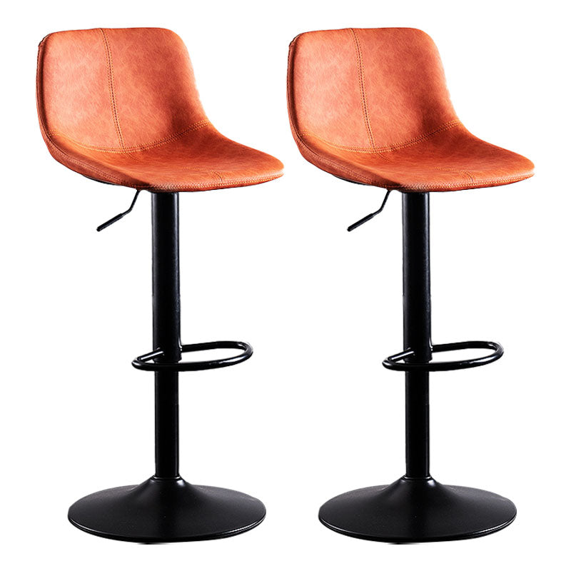 Contemporary Adjustable Height Home Stool Matte Finish Leather Barstool Orange 2 Piece Set Clearhalo 'Bar Furniture' 'Bar Stools' 'bar_stools' 'furn' 'furn_bar_stools' 'Furniture' 'furniture_bar_stools' 'Kitchen & Dining Furniture' 4851523