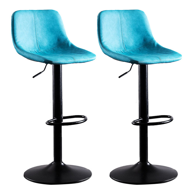 Contemporary Adjustable Height Home Stool Matte Finish Leather Barstool Blue 2 Piece Set Clearhalo 'Bar Furniture' 'Bar Stools' 'bar_stools' 'furn' 'furn_bar_stools' 'Furniture' 'furniture_bar_stools' 'Kitchen & Dining Furniture' 4851525