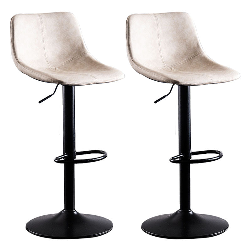 Contemporary Adjustable Height Home Stool Matte Finish Leather Barstool White 2 Piece Set Clearhalo 'Bar Furniture' 'Bar Stools' 'bar_stools' 'furn' 'furn_bar_stools' 'Furniture' 'furniture_bar_stools' 'Kitchen & Dining Furniture' 4851527