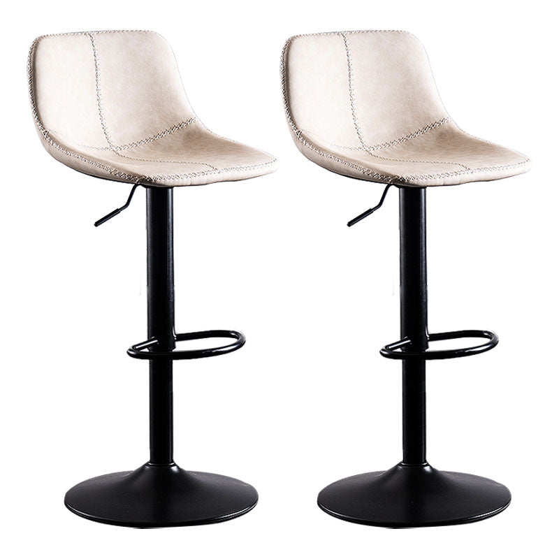 Contemporary Adjustable Height Home Stool Matte Finish Leather Barstool Off-White 2 Piece Set Clearhalo 'Bar Furniture' 'Bar Stools' 'bar_stools' 'furn' 'furn_bar_stools' 'Furniture' 'furniture_bar_stools' 'Kitchen & Dining Furniture' 4851528