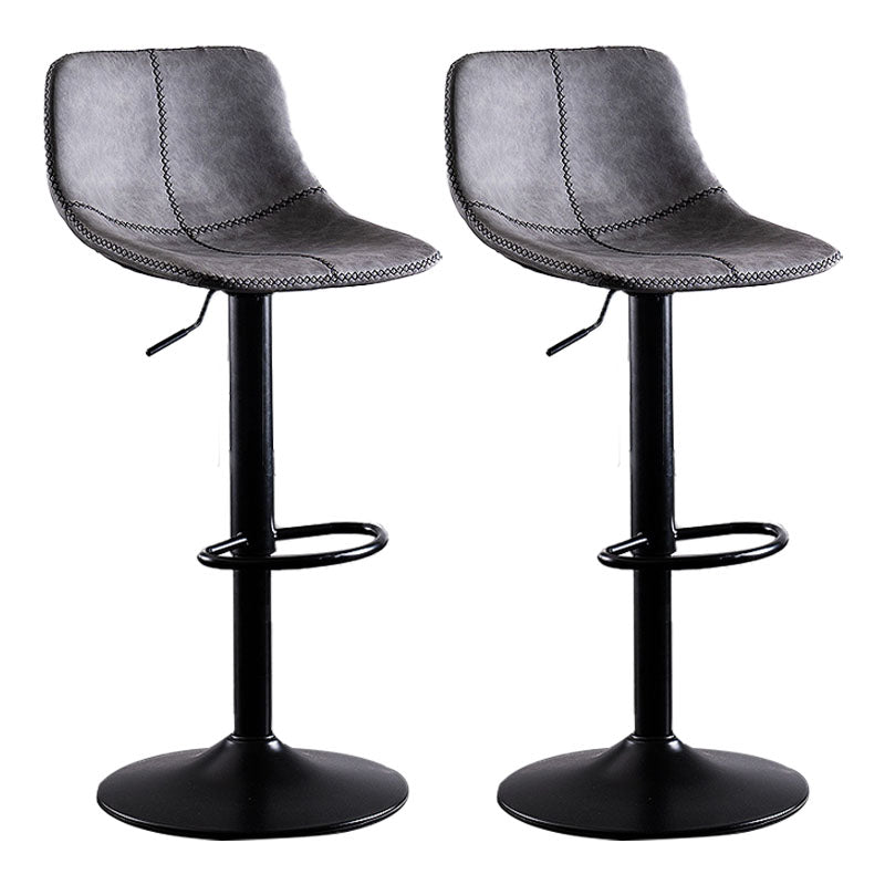 Contemporary Adjustable Height Home Stool Matte Finish Leather Barstool Silver Gray 2 Piece Set Clearhalo 'Bar Furniture' 'Bar Stools' 'bar_stools' 'furn' 'furn_bar_stools' 'Furniture' 'furniture_bar_stools' 'Kitchen & Dining Furniture' 4851529