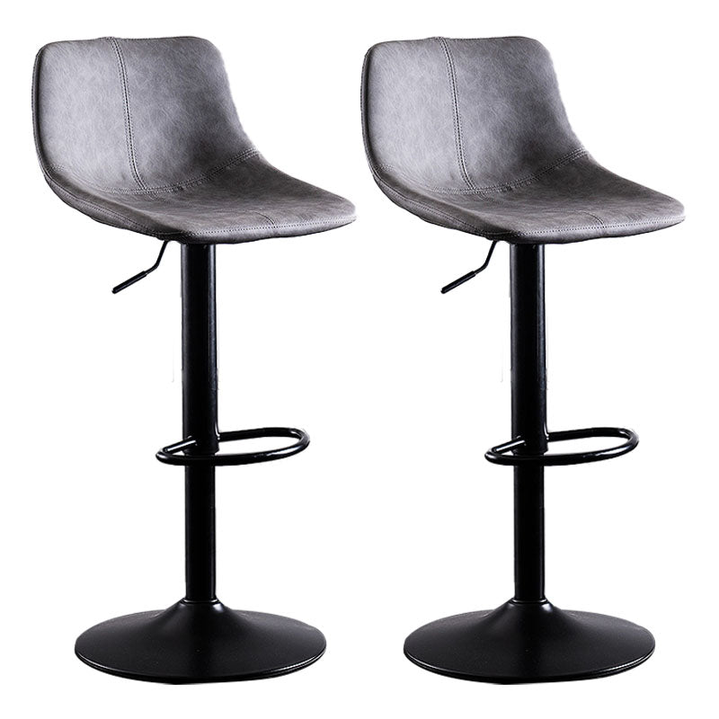 Contemporary Adjustable Height Home Stool Matte Finish Leather Barstool Grey 2 Piece Set Clearhalo 'Bar Furniture' 'Bar Stools' 'bar_stools' 'furn' 'furn_bar_stools' 'Furniture' 'furniture_bar_stools' 'Kitchen & Dining Furniture' 4851530