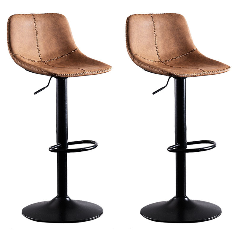 Contemporary Adjustable Height Home Stool Matte Finish Leather Barstool Light Brown 2 Piece Set Clearhalo 'Bar Furniture' 'Bar Stools' 'bar_stools' 'furn' 'furn_bar_stools' 'Furniture' 'furniture_bar_stools' 'Kitchen & Dining Furniture' 4851531