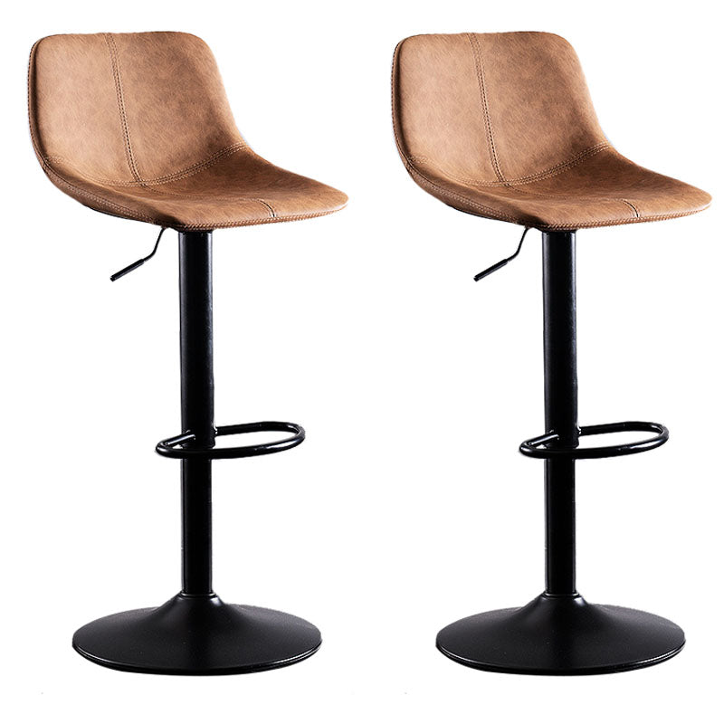 Contemporary Adjustable Height Home Stool Matte Finish Leather Barstool Brown 2 Piece Set Clearhalo 'Bar Furniture' 'Bar Stools' 'bar_stools' 'furn' 'furn_bar_stools' 'Furniture' 'furniture_bar_stools' 'Kitchen & Dining Furniture' 4851532