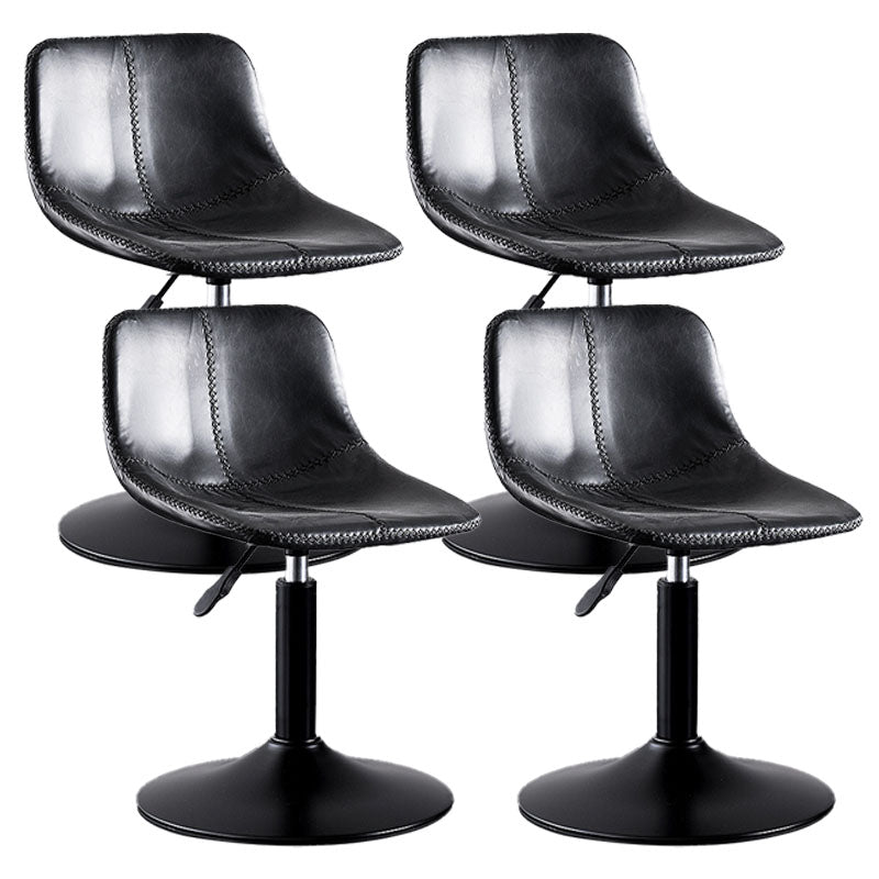 Contemporary Adjustable Height Home Stool Matte Finish Leather Barstool Textured Black 4 Piece Set Clearhalo 'Bar Furniture' 'Bar Stools' 'bar_stools' 'furn' 'furn_bar_stools' 'Furniture' 'furniture_bar_stools' 'Kitchen & Dining Furniture' 4851533