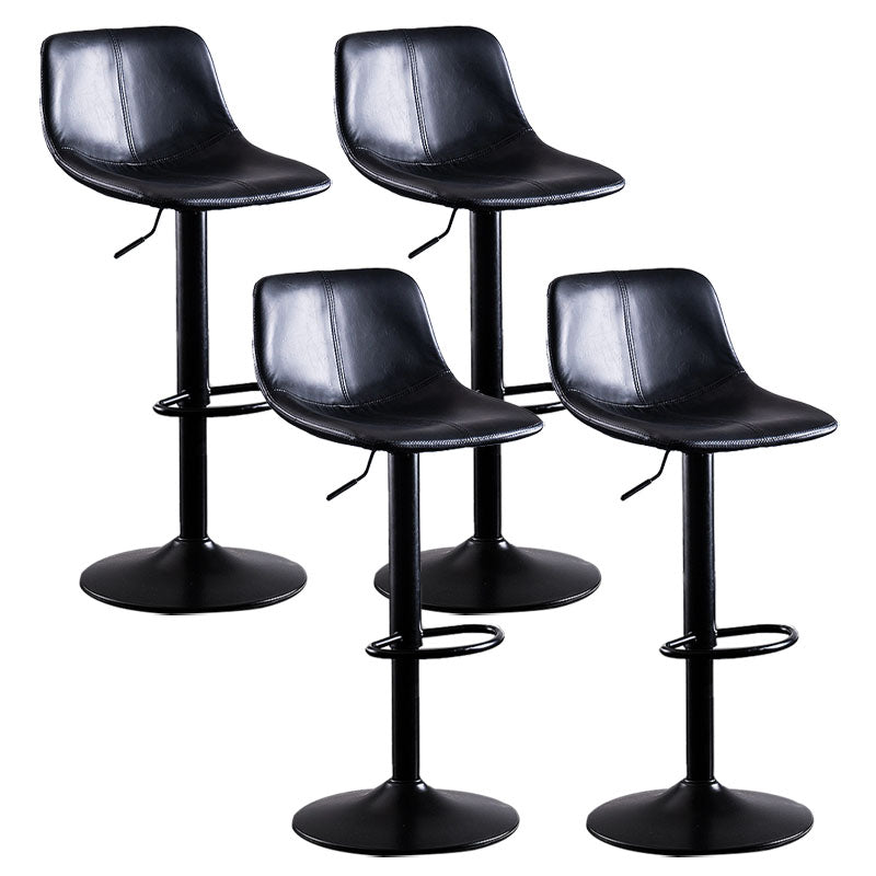 Contemporary Adjustable Height Home Stool Matte Finish Leather Barstool Black-Gray 4 Piece Set Clearhalo 'Bar Furniture' 'Bar Stools' 'bar_stools' 'furn' 'furn_bar_stools' 'Furniture' 'furniture_bar_stools' 'Kitchen & Dining Furniture' 4851535