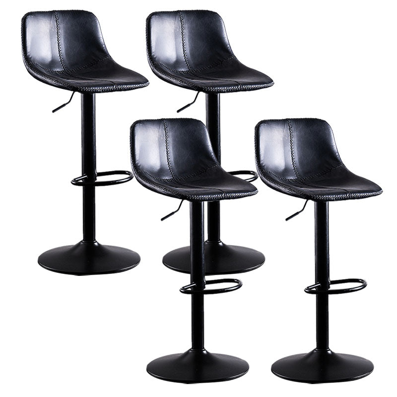 Contemporary Adjustable Height Home Stool Matte Finish Leather Barstool Matte Black 4 Piece Set Clearhalo 'Bar Furniture' 'Bar Stools' 'bar_stools' 'furn' 'furn_bar_stools' 'Furniture' 'furniture_bar_stools' 'Kitchen & Dining Furniture' 4851536