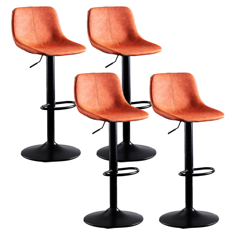 Contemporary Adjustable Height Home Stool Matte Finish Leather Barstool Orange 4 Piece Set Clearhalo 'Bar Furniture' 'Bar Stools' 'bar_stools' 'furn' 'furn_bar_stools' 'Furniture' 'furniture_bar_stools' 'Kitchen & Dining Furniture' 4851537