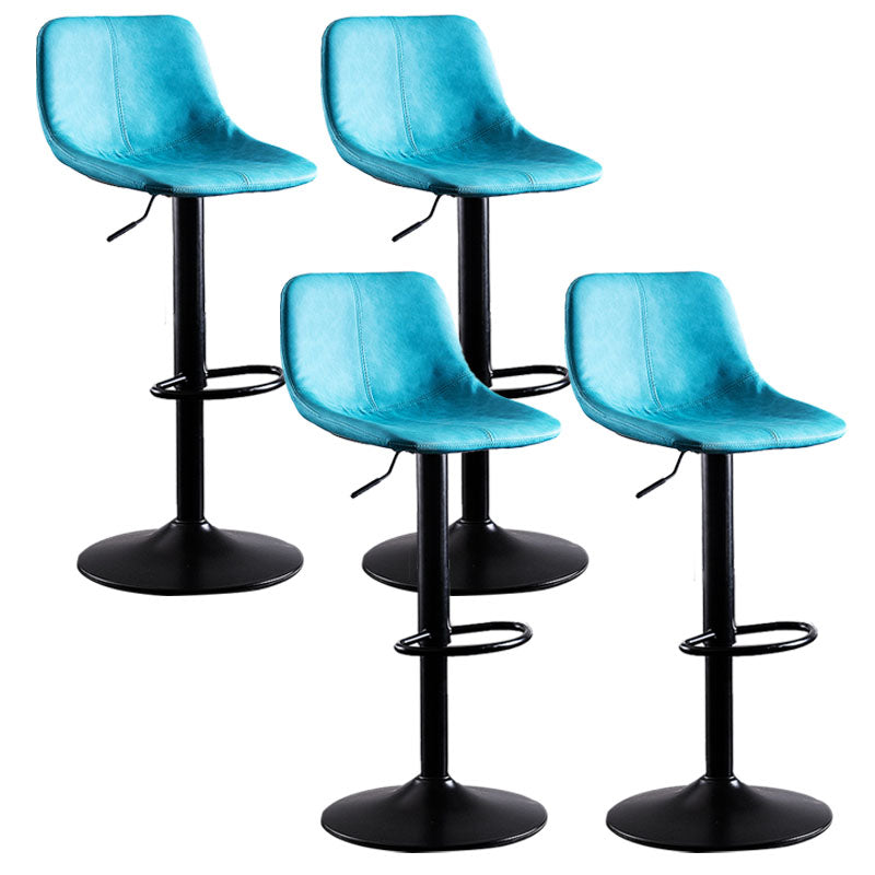 Contemporary Adjustable Height Home Stool Matte Finish Leather Barstool Blue 4 Piece Set Clearhalo 'Bar Furniture' 'Bar Stools' 'bar_stools' 'furn' 'furn_bar_stools' 'Furniture' 'furniture_bar_stools' 'Kitchen & Dining Furniture' 4851539