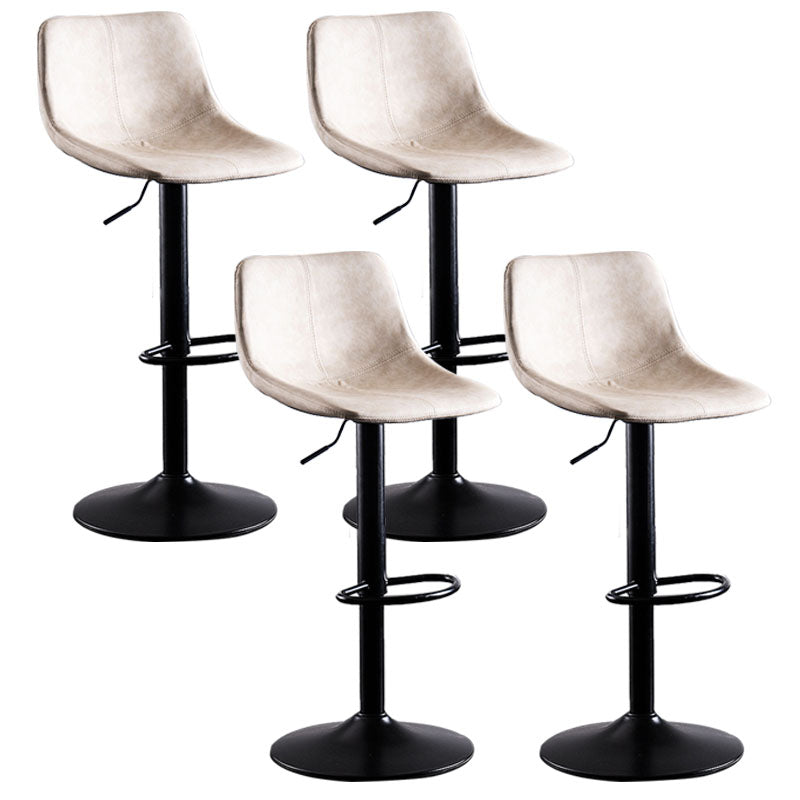Contemporary Adjustable Height Home Stool Matte Finish Leather Barstool White 4 Piece Set Clearhalo 'Bar Furniture' 'Bar Stools' 'bar_stools' 'furn' 'furn_bar_stools' 'Furniture' 'furniture_bar_stools' 'Kitchen & Dining Furniture' 4851541