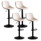 Contemporary Adjustable Height Home Stool Matte Finish Leather Barstool Off-White 4 Piece Set Clearhalo 'Bar Furniture' 'Bar Stools' 'bar_stools' 'furn' 'furn_bar_stools' 'Furniture' 'furniture_bar_stools' 'Kitchen & Dining Furniture' 4851542