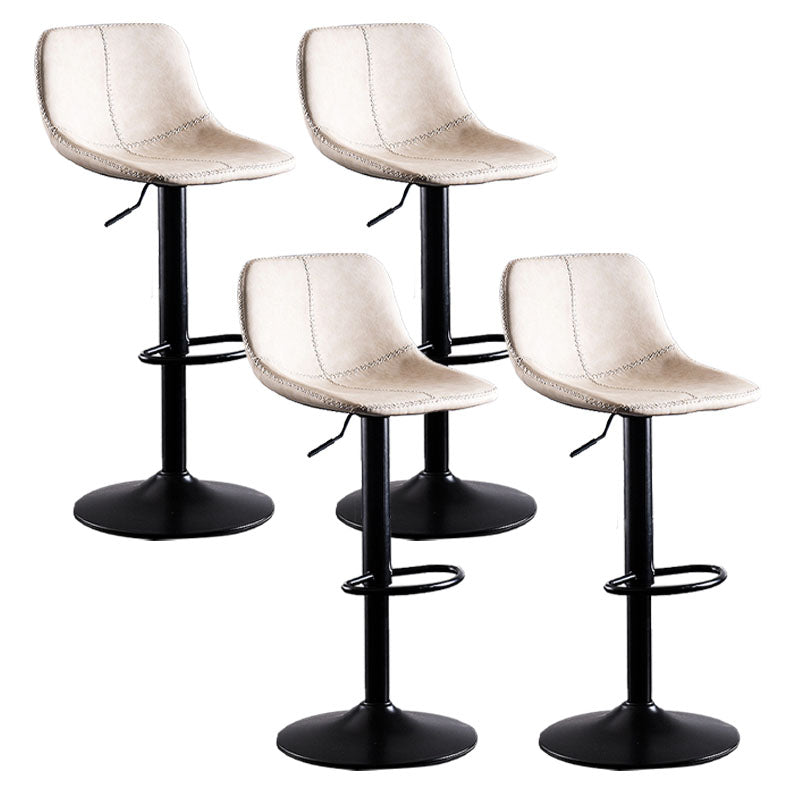 Contemporary Adjustable Height Home Stool Matte Finish Leather Barstool Off-White 4 Piece Set Clearhalo 'Bar Furniture' 'Bar Stools' 'bar_stools' 'furn' 'furn_bar_stools' 'Furniture' 'furniture_bar_stools' 'Kitchen & Dining Furniture' 4851542