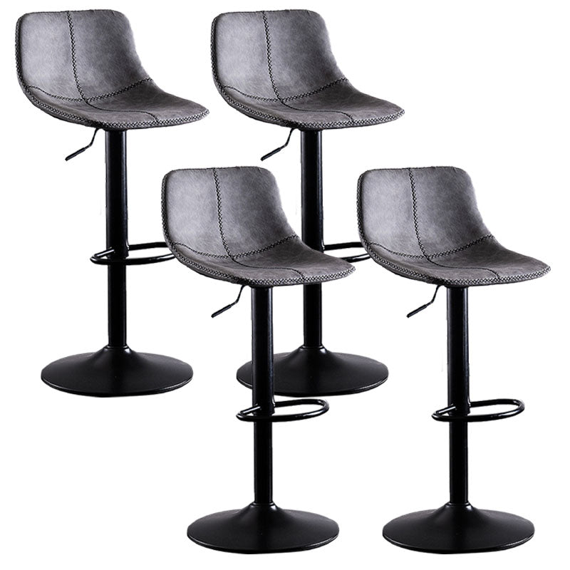 Contemporary Adjustable Height Home Stool Matte Finish Leather Barstool Silver Gray 4 Piece Set Clearhalo 'Bar Furniture' 'Bar Stools' 'bar_stools' 'furn' 'furn_bar_stools' 'Furniture' 'furniture_bar_stools' 'Kitchen & Dining Furniture' 4851543