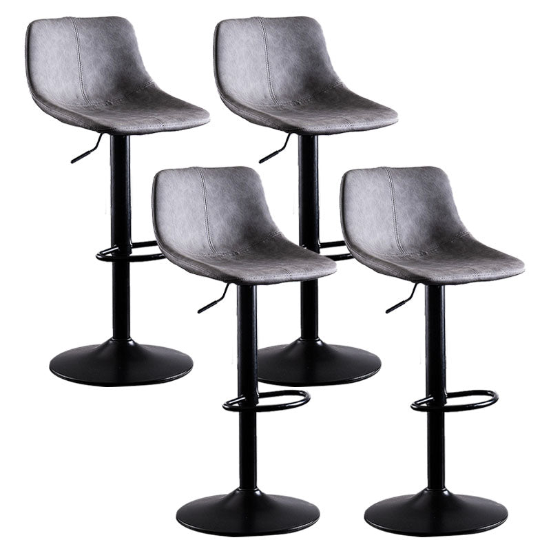 Contemporary Adjustable Height Home Stool Matte Finish Leather Barstool Grey 4 Piece Set Clearhalo 'Bar Furniture' 'Bar Stools' 'bar_stools' 'furn' 'furn_bar_stools' 'Furniture' 'furniture_bar_stools' 'Kitchen & Dining Furniture' 4851544