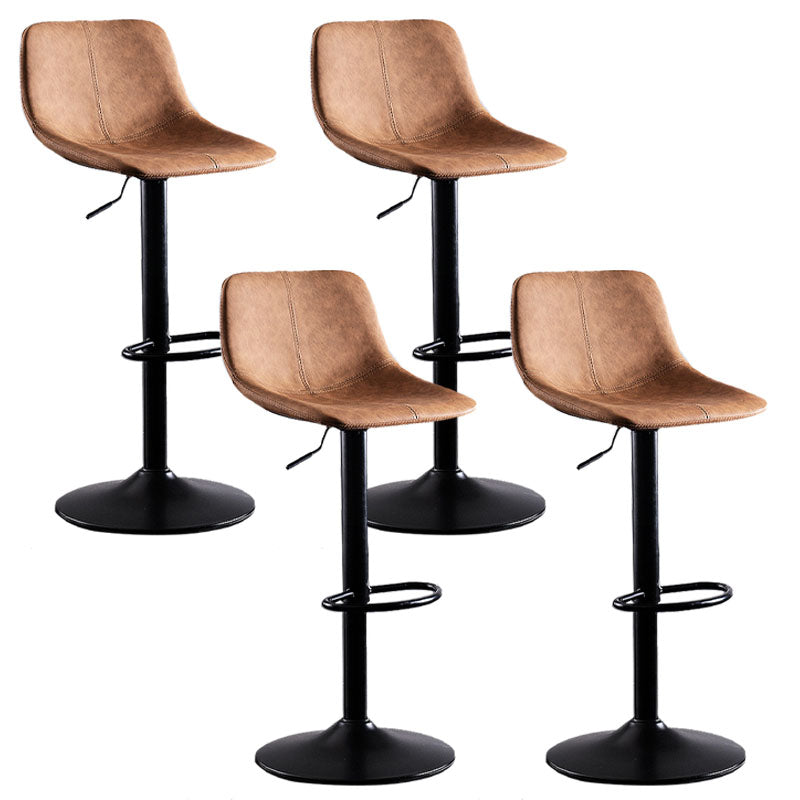 Contemporary Adjustable Height Home Stool Matte Finish Leather Barstool Brown 4 Piece Set Clearhalo 'Bar Furniture' 'Bar Stools' 'bar_stools' 'furn' 'furn_bar_stools' 'Furniture' 'furniture_bar_stools' 'Kitchen & Dining Furniture' 4851546