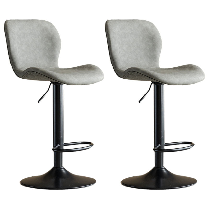 Contemporary Swivel Adjustable Height Stool Matte Finish Leather Barstool Grey Black 2 Piece Set Clearhalo 'Bar Furniture' 'Bar Stools' 'bar_stools' 'furn' 'furn_bar_stools' 'Furniture' 'furniture_bar_stools' 'Kitchen & Dining Furniture' 4851552
