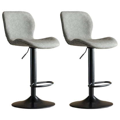 Contemporary Swivel Adjustable Height Stool Matte Finish Leather Barstool Grey Black 2 Piece Set Clearhalo 'Bar Furniture' 'Bar Stools' 'bar_stools' 'furn' 'furn_bar_stools' 'Furniture' 'furniture_bar_stools' 'Kitchen & Dining Furniture' 4851552
