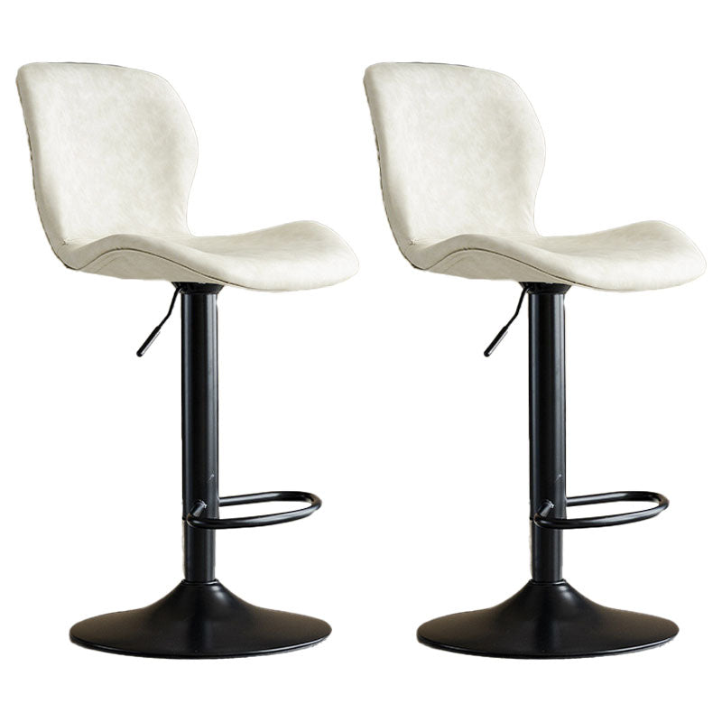 Contemporary Swivel Adjustable Height Stool Matte Finish Leather Barstool White Black 2 Piece Set Clearhalo 'Bar Furniture' 'Bar Stools' 'bar_stools' 'furn' 'furn_bar_stools' 'Furniture' 'furniture_bar_stools' 'Kitchen & Dining Furniture' 4851561