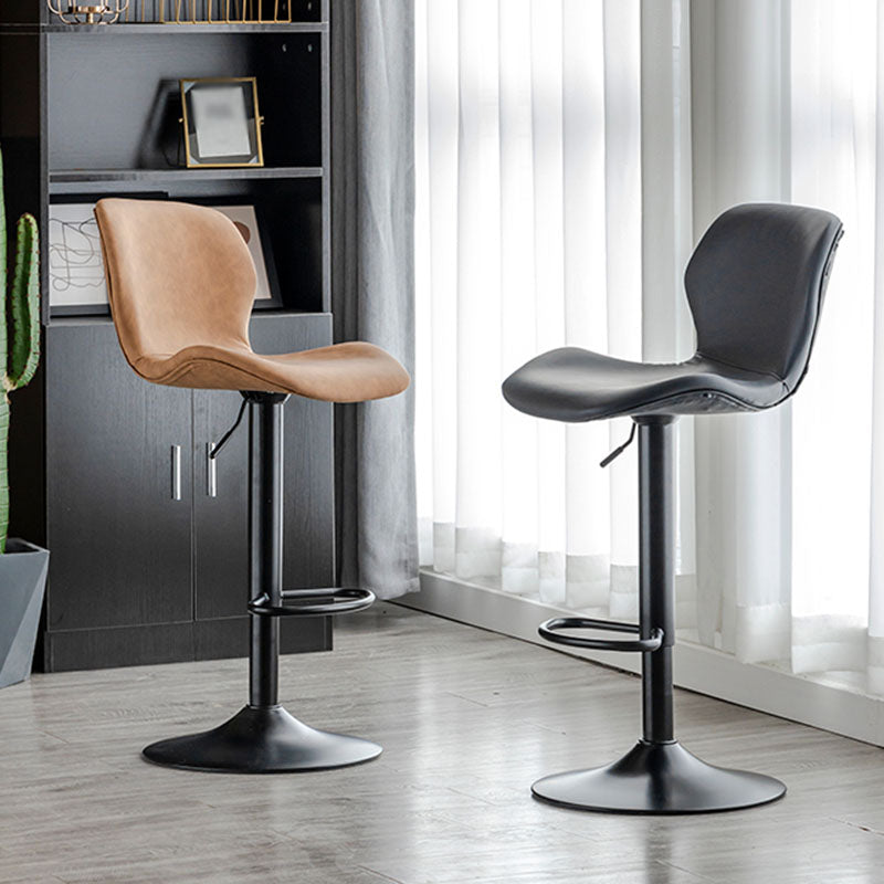 Contemporary Swivel Adjustable Height Stool Matte Finish Leather Barstool Clearhalo 'Bar Furniture' 'Bar Stools' 'bar_stools' 'furn' 'furn_bar_stools' 'Furniture' 'furniture_bar_stools' 'Kitchen & Dining Furniture' 4851568