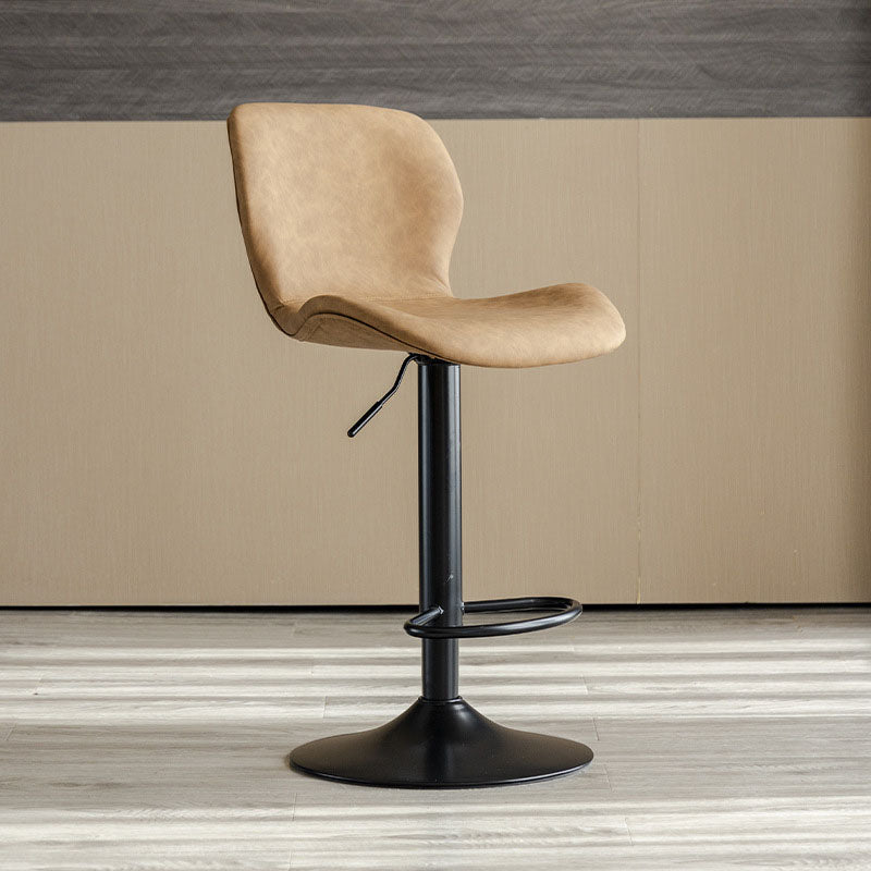 Contemporary Swivel Adjustable Height Stool Matte Finish Leather Barstool Clearhalo 'Bar Furniture' 'Bar Stools' 'bar_stools' 'furn' 'furn_bar_stools' 'Furniture' 'furniture_bar_stools' 'Kitchen & Dining Furniture' 4851574