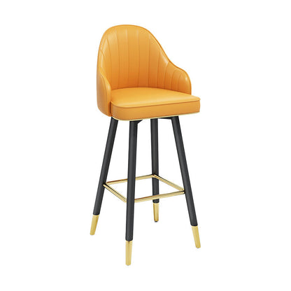 Scandinavian Full Back Swivel Barstool Restaurant Leather Stool Yellow 1 Piece Bar Stool(30"H) Clearhalo 'Bar Furniture' 'Bar Stools' 'bar_stools' 'furn' 'furn_bar_stools' 'Furniture' 'furniture_bar_stools' 'Kitchen & Dining Furniture' 4851583