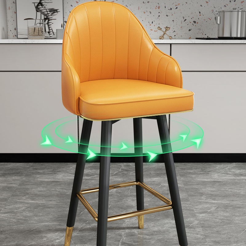 Scandinavian Full Back Swivel Barstool Restaurant Leather Stool Clearhalo 'Bar Furniture' 'Bar Stools' 'bar_stools' 'furn' 'furn_bar_stools' 'Furniture' 'furniture_bar_stools' 'Kitchen & Dining Furniture' 4851585