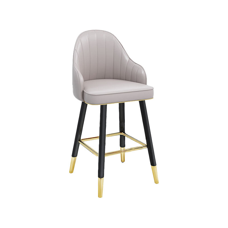 Scandinavian Full Back Swivel Barstool Restaurant Leather Stool Light Gray 1 Piece Short Stool(22"H) Clearhalo 'Bar Furniture' 'Bar Stools' 'bar_stools' 'furn' 'furn_bar_stools' 'Furniture' 'furniture_bar_stools' 'Kitchen & Dining Furniture' 4851591