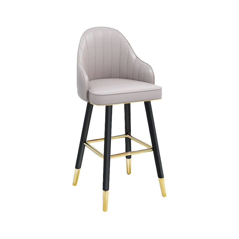 Scandinavian Full Back Swivel Barstool Restaurant Leather Stool Light Gray 1 Piece Counter Stool(26"H) Clearhalo 'Bar Furniture' 'Bar Stools' 'bar_stools' 'furn' 'furn_bar_stools' 'Furniture' 'furniture_bar_stools' 'Kitchen & Dining Furniture' 4851593
