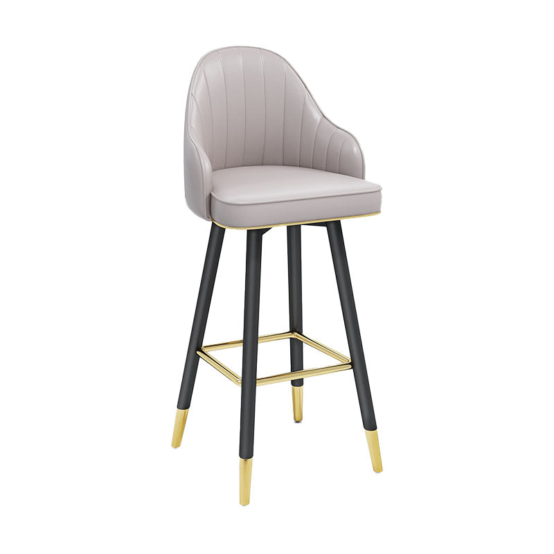 Scandinavian Full Back Swivel Barstool Restaurant Leather Stool Light Gray 1 Piece Bar Stool(30"H) Clearhalo 'Bar Furniture' 'Bar Stools' 'bar_stools' 'furn' 'furn_bar_stools' 'Furniture' 'furniture_bar_stools' 'Kitchen & Dining Furniture' 4851596