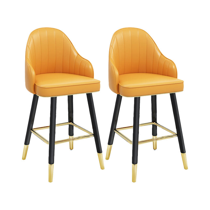 Scandinavian Full Back Swivel Barstool Restaurant Leather Stool Yellow 2 Piece Set Short Stool(22"H) Clearhalo 'Bar Furniture' 'Bar Stools' 'bar_stools' 'furn' 'furn_bar_stools' 'Furniture' 'furniture_bar_stools' 'Kitchen & Dining Furniture' 4851597