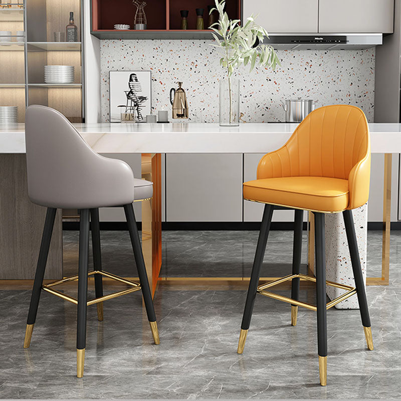 Scandinavian Full Back Swivel Barstool Restaurant Leather Stool Clearhalo 'Bar Furniture' 'Bar Stools' 'bar_stools' 'furn' 'furn_bar_stools' 'Furniture' 'furniture_bar_stools' 'Kitchen & Dining Furniture' 4851598