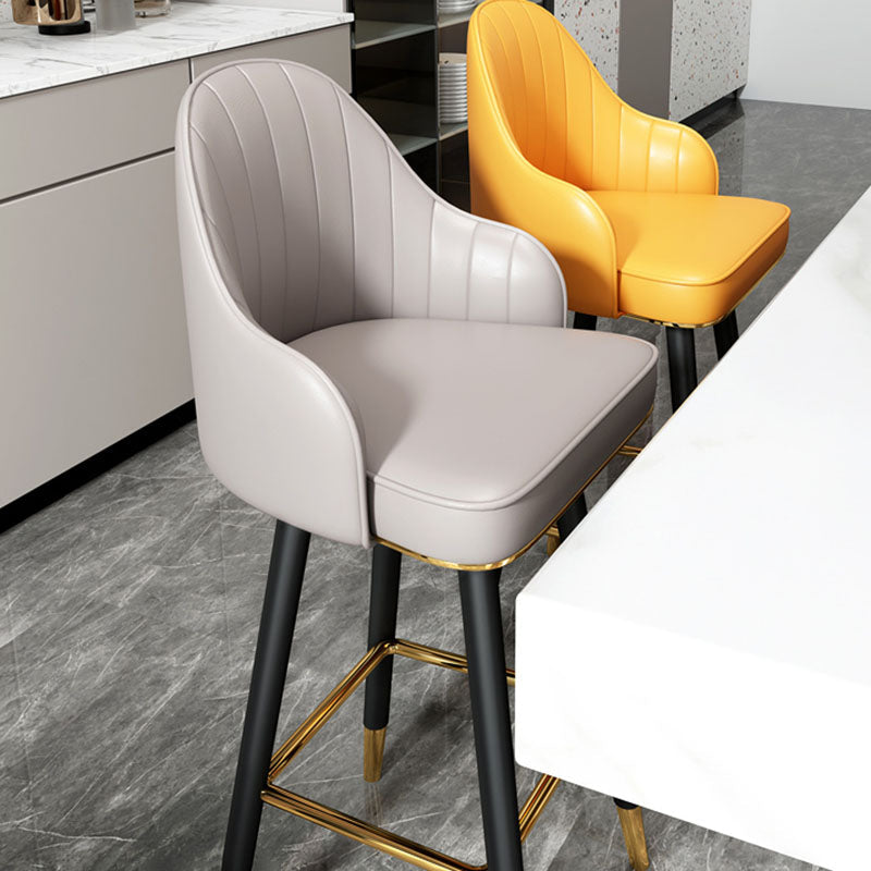 Scandinavian Full Back Swivel Barstool Restaurant Leather Stool Clearhalo 'Bar Furniture' 'Bar Stools' 'bar_stools' 'furn' 'furn_bar_stools' 'Furniture' 'furniture_bar_stools' 'Kitchen & Dining Furniture' 4851600