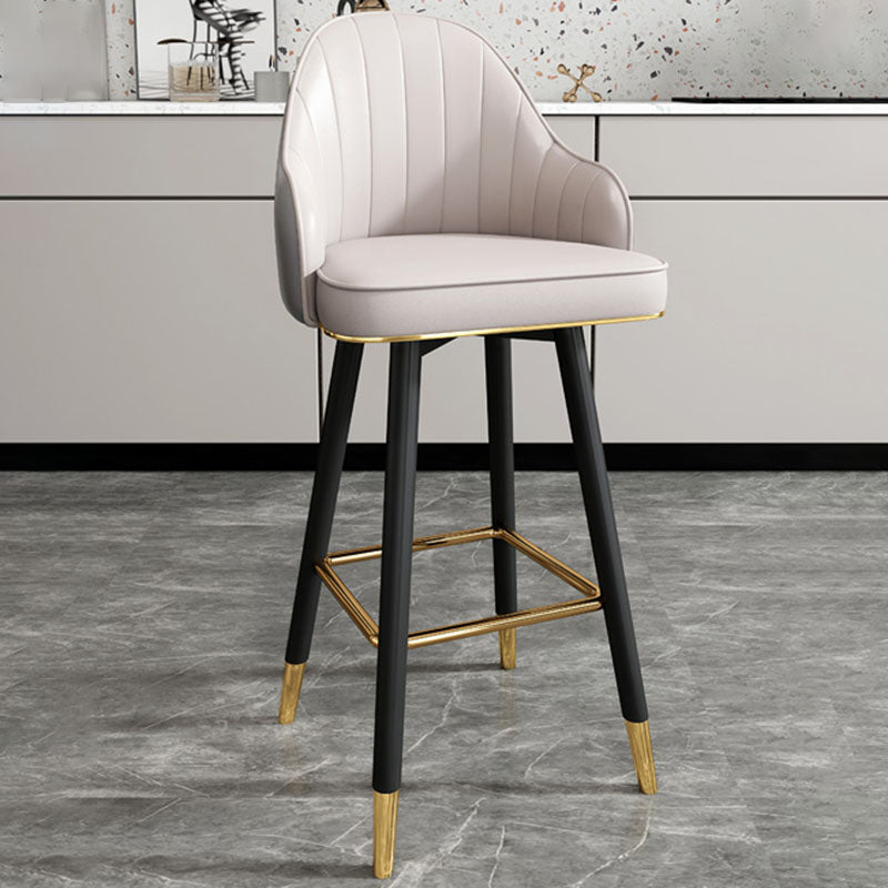 Scandinavian Full Back Swivel Barstool Restaurant Leather Stool Clearhalo 'Bar Furniture' 'Bar Stools' 'bar_stools' 'furn' 'furn_bar_stools' 'Furniture' 'furniture_bar_stools' 'Kitchen & Dining Furniture' 4851601